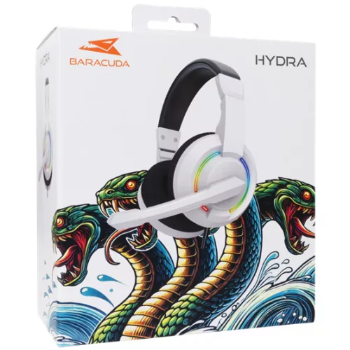 Baracuda BGH-021W HYDRA-W gamer fejhallgató mikrofonnal - RGB - fehér