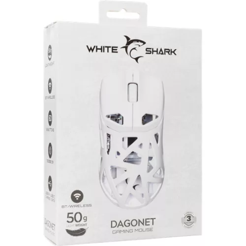 White Shark GM-5019W DAGONET Vezeték nélküli gamer egér - Fehér