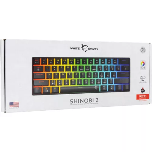 White Shark GK-004113B/R-HU SHINOBI-2 vezetékes mechanikus gamer billentyűzet - fekete - HU /piros/