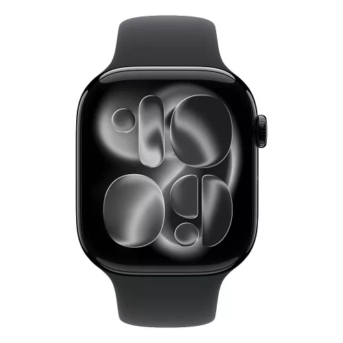 Apple Watch S11 GPS 46mm Jet Black Aluminium Case with Black Sport Band - S/M