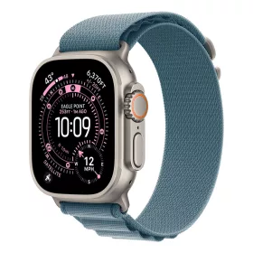   Apple Watch Ultra 3 Cellular 49mm Natural Titanium Case with Light Blue Alpine Loop - Large