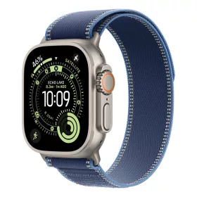   Apple Watch Ultra 3 Cellular 49mm Natural Titanium Case with Blue/Bright Blue Trail Loop - S/M