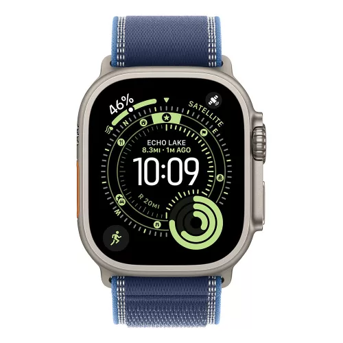 Apple Watch Ultra 3 Cellular 49mm Natural Titanium Case with Blue/Bright Blue Trail Loop - M/L