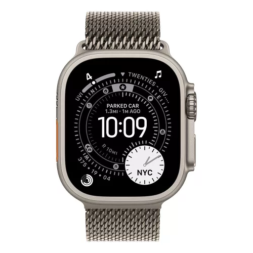 Apple Watch Ultra 3 Cellular 49mm Natural Titanium Case with Natural Titanium Milanese Loop - Medium