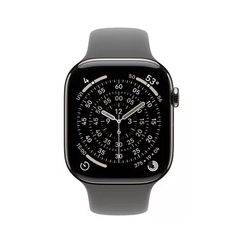 Apple Watch S11 Cellular 42mm Natural Titanium Case with Stone Grey Sport Band - M/L