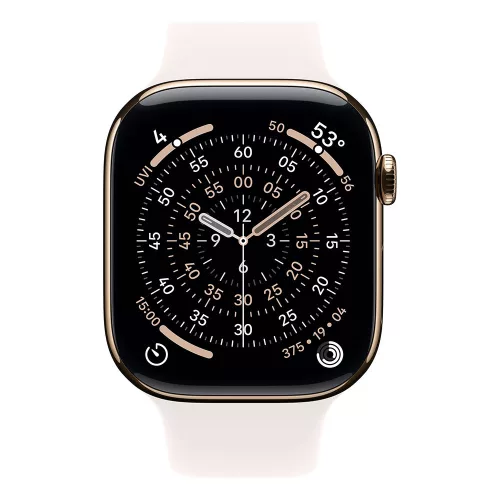 Apple Watch S11 Cellular 46mm Gold Titanium Case with Light Blush Sport Band - M/L