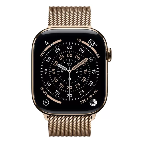 Apple Watch S11 Cellular 46mm Gold Titanium Case with Gold Milanese Loop - S/M