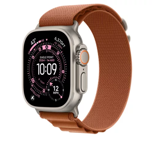 Apple Watch 49mm Loop:  Terra Cotta Alpine Loop - Medium - Natural Titanium Finish