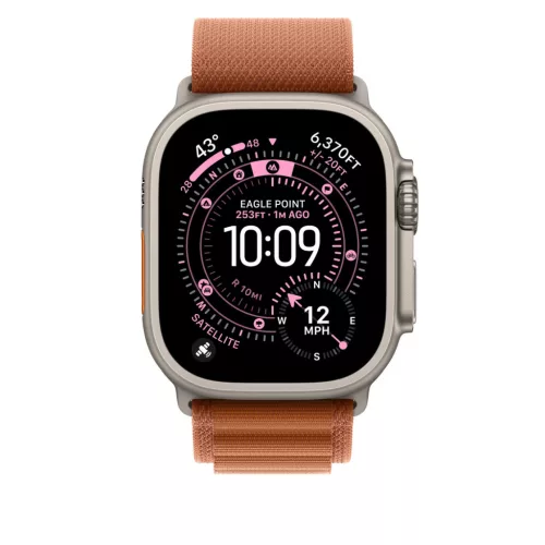 Apple Watch 49mm Loop:  Terra Cotta Alpine Loop - Medium - Natural Titanium Finish