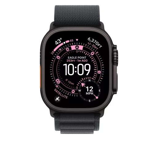 Apple Watch 49mm Loop:  Black Alpine Loop - Medium - Black Titanium Finish