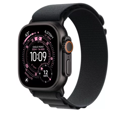 Apple Watch 49mm Loop:  Black Alpine Loop - Large - Black Titanium Finish