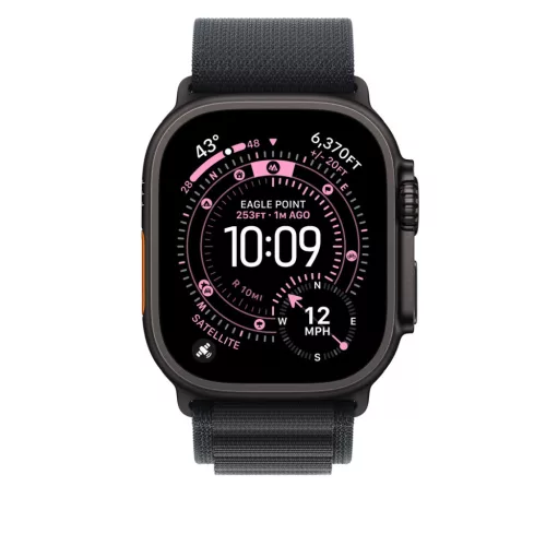 Apple Watch 49mm Loop:  Black Alpine Loop - Large - Black Titanium Finish