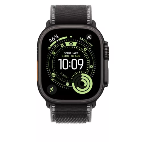 Apple Watch 49mm Loop:  Black/Charcoal Trail Loop - M/L - Black Titanium Finish