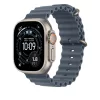 Apple Watch 49mm Band:  Anchor Blue Ocean Band Extension - Natural Titanium Finish