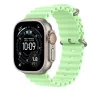 Apple Watch 49mm Band:  Neon Green Ocean Band - Natural Titanium Finish