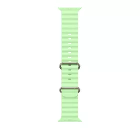   Apple Watch 49mm Band:  Neon Green Ocean Band Extension - Natural Titanium Finish