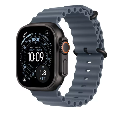 Apple Watch 49mm Band:  Anchor Blue Ocean Band Extension - Black Titanium Finish