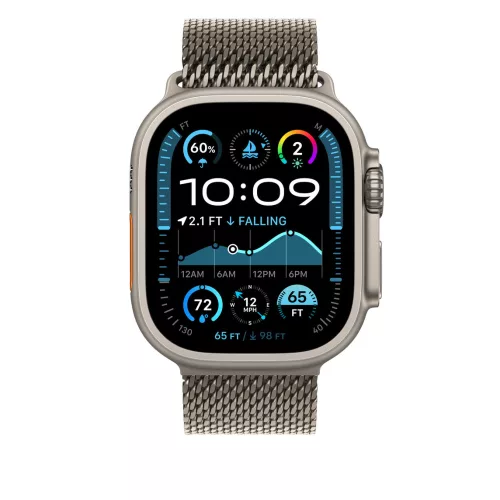 Apple Watch 49mm Milanese Loop:  Natural Titanium Milanese Loop - Medium