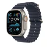 Apple Watch 49mm Band:  Navy Ocean Band - Natural Titanium Finish