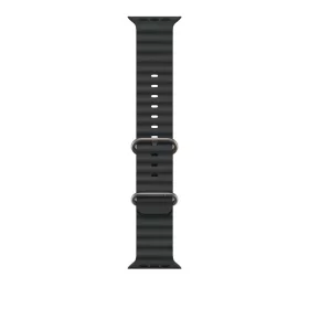   Apple Watch 49mm Band:  Black Ocean Band - Natural Titanium Finish
