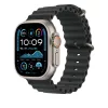 Apple Watch 49mm Band:  Black Ocean Band - Natural Titanium Finish