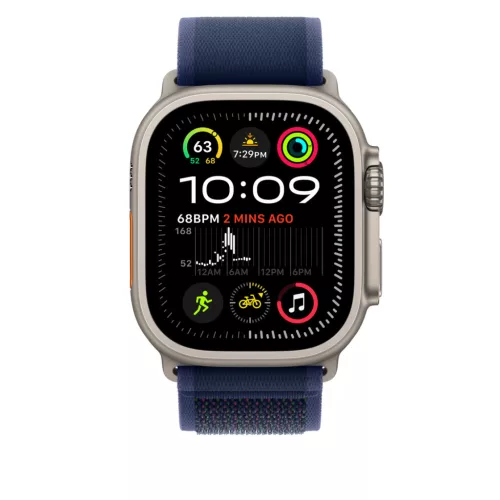 Apple Watch 49mm Loop:  Blue Trail Loop - M/L - Natural Titanium Finish