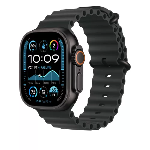 Apple Watch 49mm Band:  Black Ocean Band - Black Titanium Finish