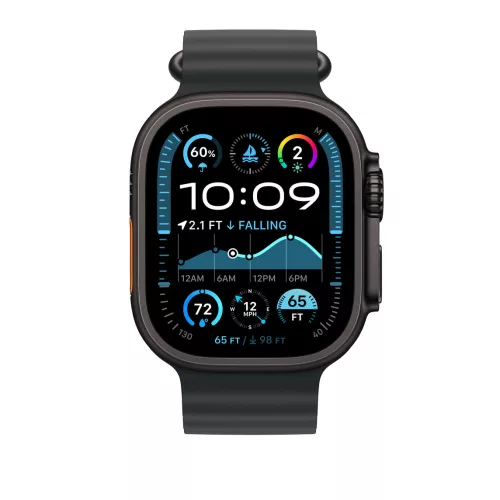Apple Watch 49mm Band:  Black Ocean Band - Black Titanium Finish