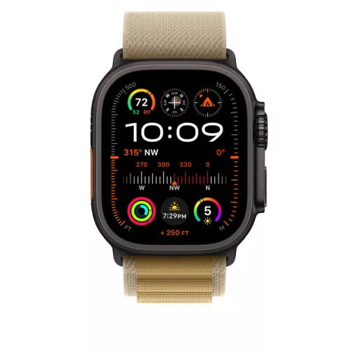Apple Watch 49mm Loop:  Tan Alpine Loop - Small - Black Titanium Finish