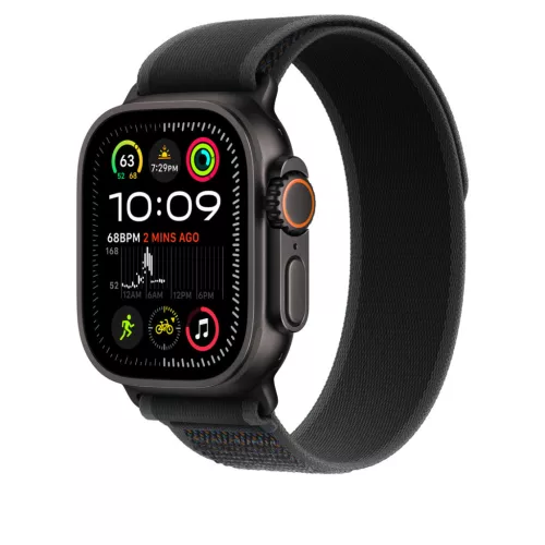 Apple Watch 49mm Loop:  Black Trail Loop - M/L - Black Titanium Finish