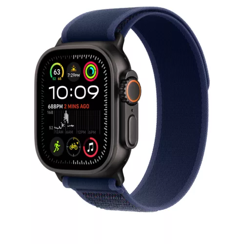 Apple Watch 49mm Loop:  Blue Trail Loop - S/M - Black Titanium Finish